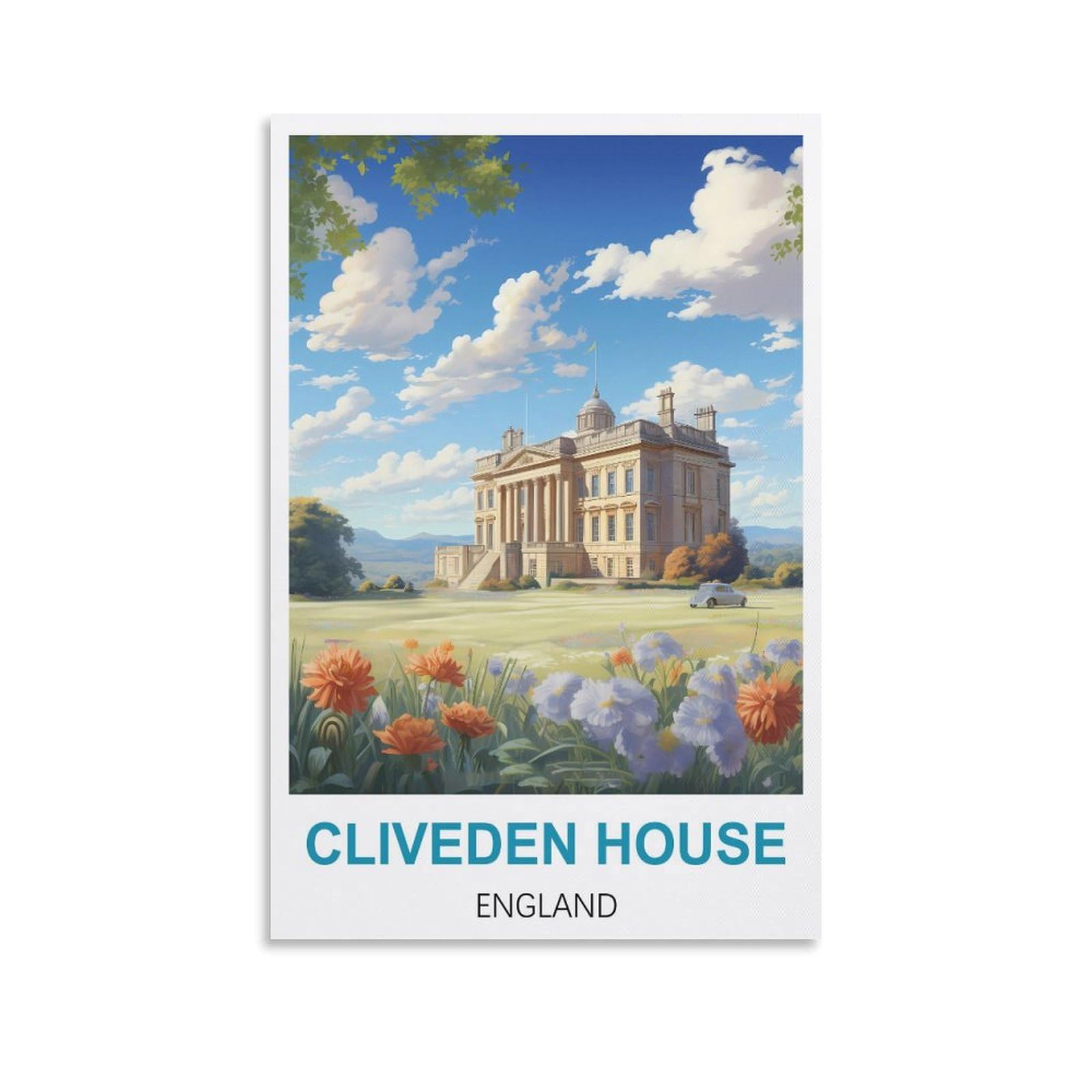 EZMLFA Diamond Art Kits Adults,Cliveden House Englands,5D DIY Diamond Art Kits for Beginners Round Full Drill Diamond Painting for Home Wall Decoration Gift 40x50cm
