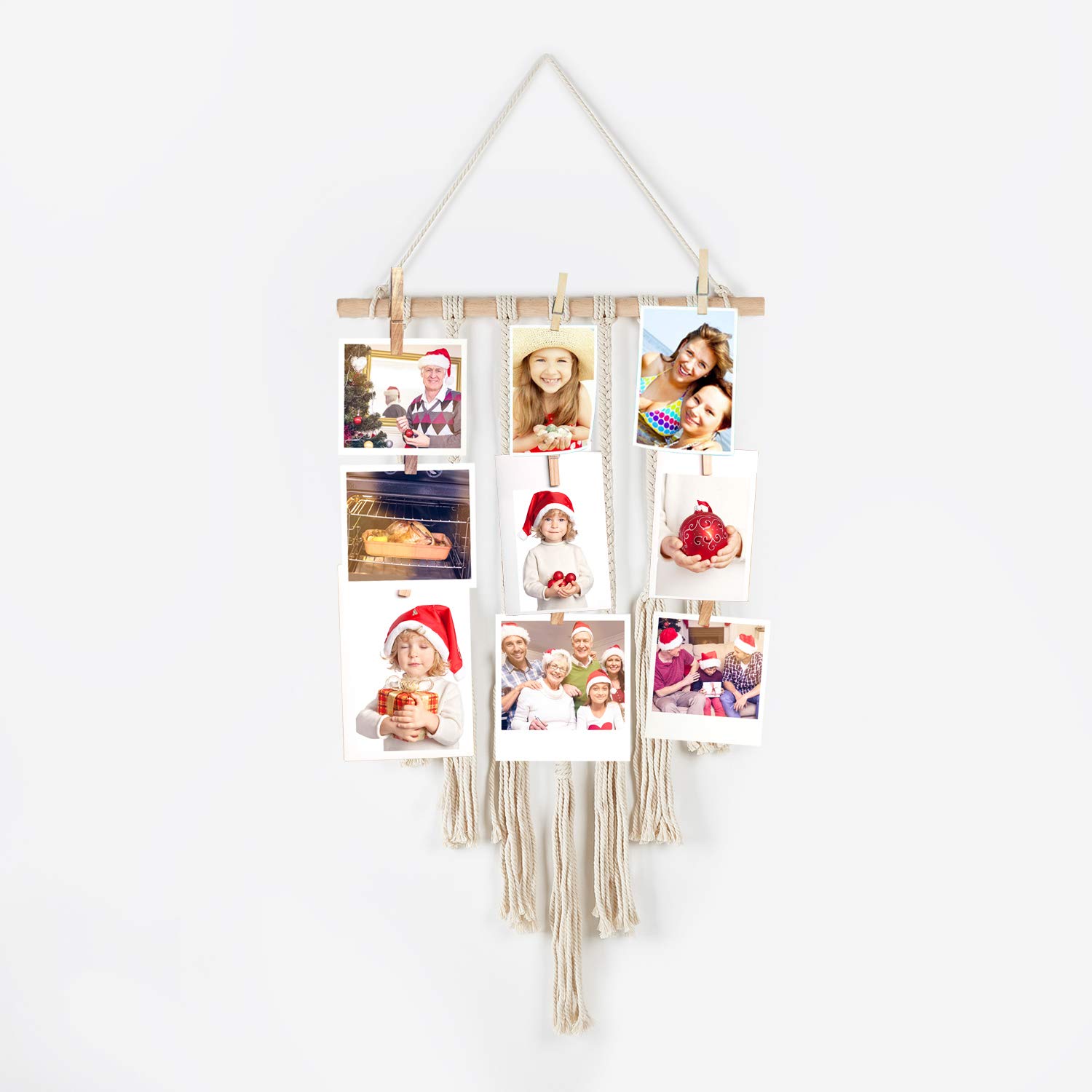 Fieren Macrame Wall Hanging Bohemian Decor Boho Bedroom Decor Macrame Wall Hanging Pictures Wall Photo Display - Home Decor, with 25 Wood Clips