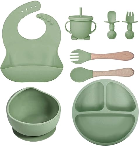Juego de alimentación de silicona para bebés, juego de platos para bebés pequeños, juego de suministros de destete para bebés, plato dividido, disponible en Yaxa Venezuela