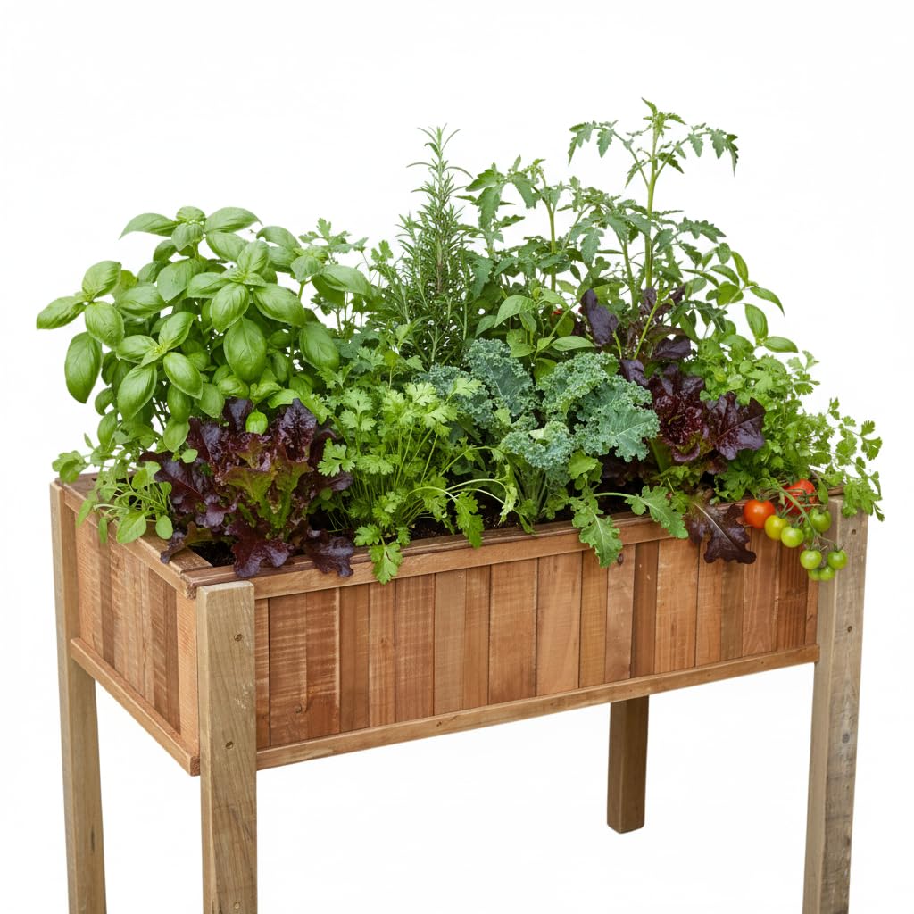 Mesa de Cultivo 102X52X74 cm. Huerto Urbano Vintage con Maderas recicladas y Estilo único.VIDAHUERTO