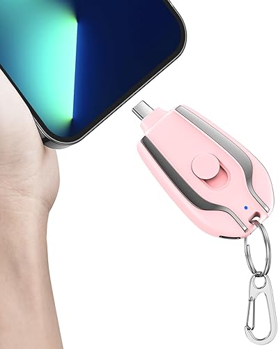 Miniatura 7 de EMNT Llavero portátil para iPhone, mini cápsula de emergencia de 1600 mAh, batería externa de carga rápida, cargador de teléfono celular más pequeño