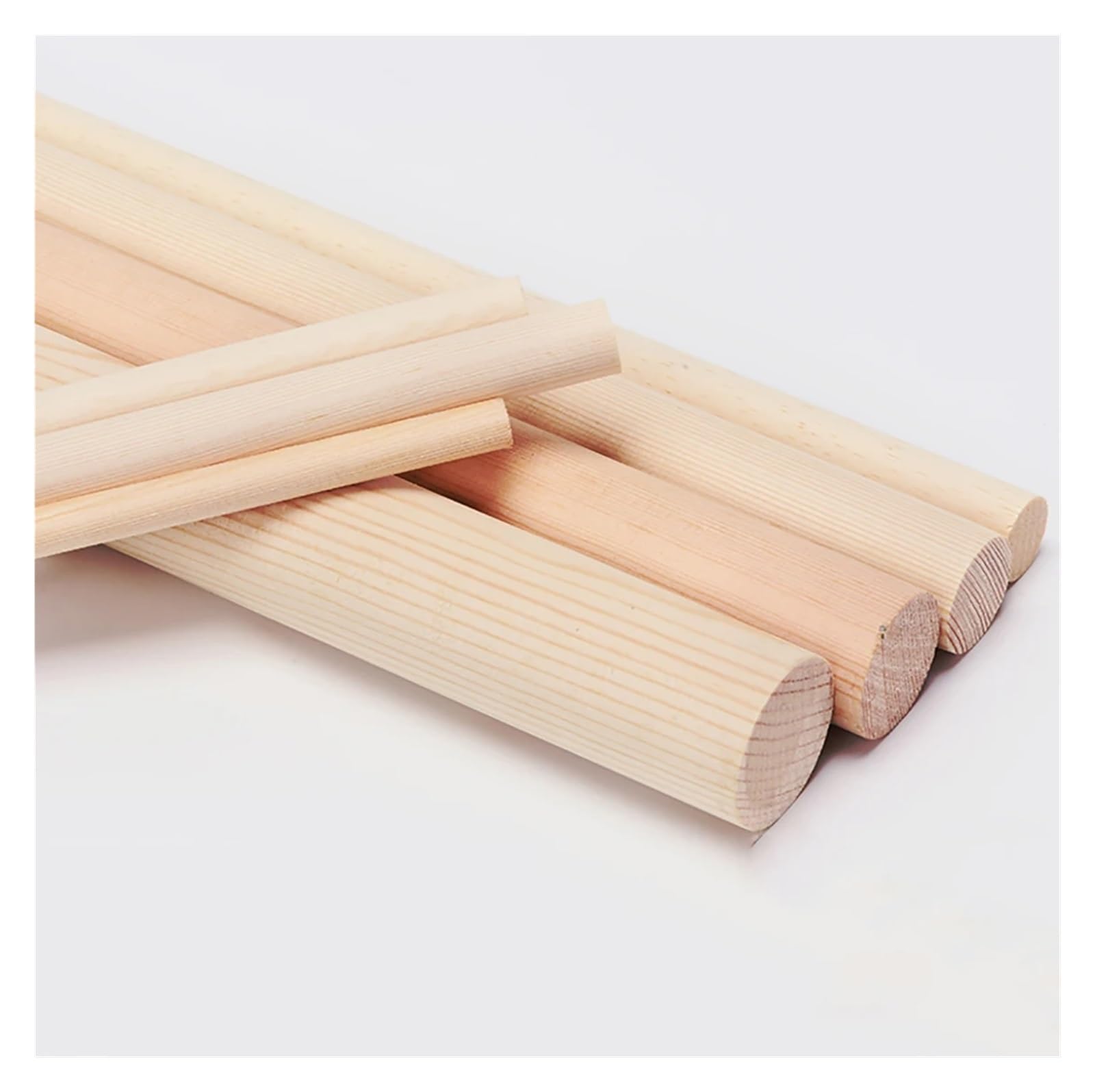 Bâtonnets en Bois Tiges en bois de pin massif, longueur 100-300mm, 8-28mm, demi-cercle rond, bandes de pin massif, matériel de modèle de bricolage, artisanat de décoration, pièces de fabrication(10x20