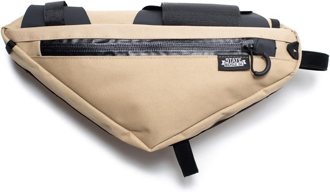 State Bicycle Co. Bicycle Frame Pouch Bag. 2.5L Big Storage, Bike Triangle Wedge Framebag For Mountain Bikes, Road Bikes, City Bicycles. Tan