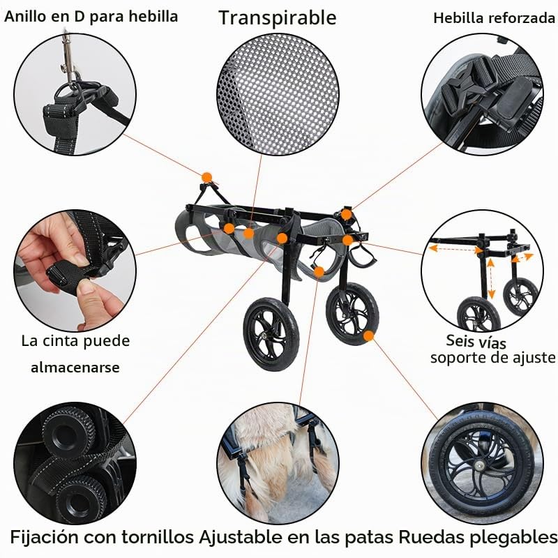 Silla de ruedas grande para perros con patas traseras, ayuda a la movilidad y carrito para mascotas discapacitadas