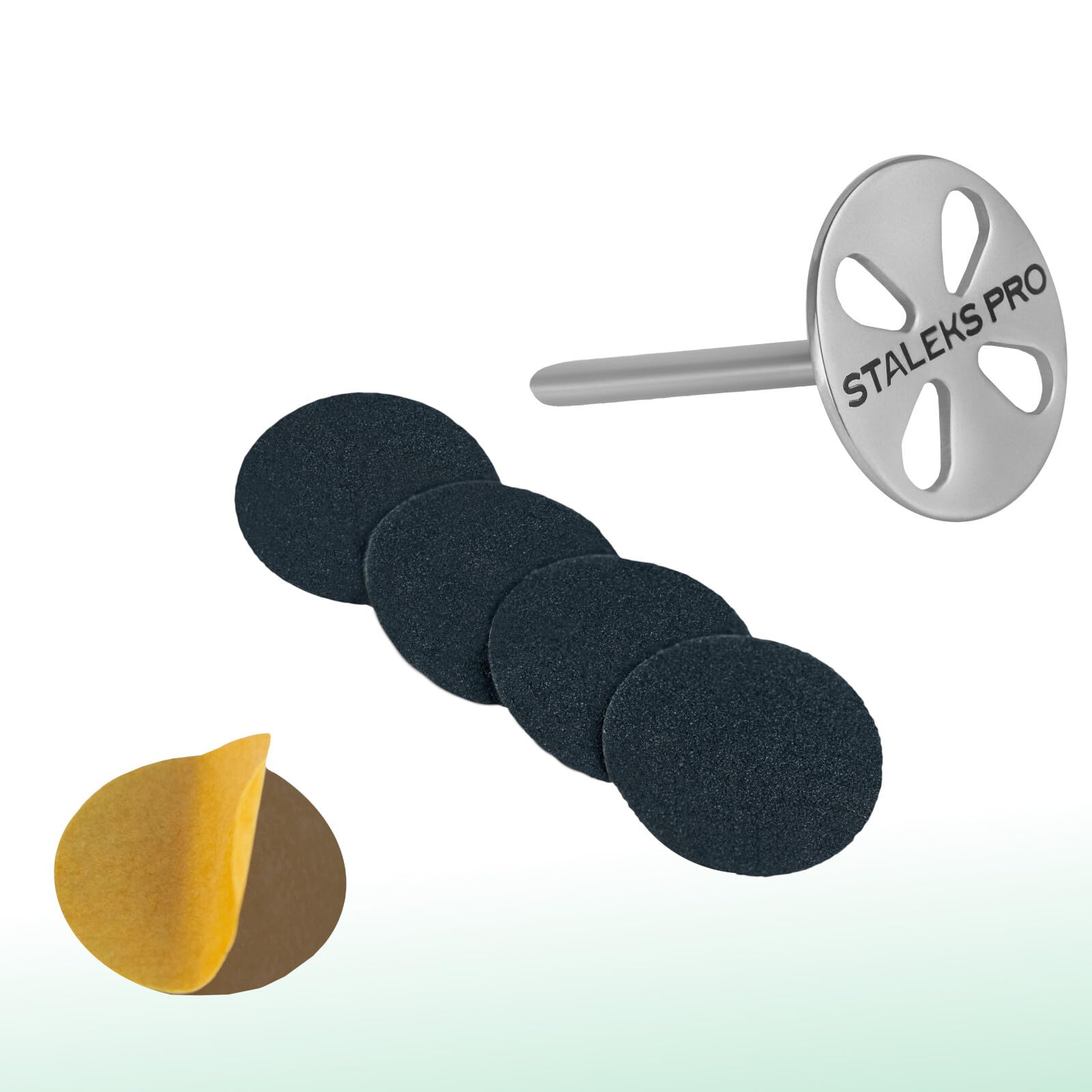Staleks Pododisc EXPERT Disque de pédicure en acier inoxydable rallongé + 5 tampons adhésifs jetables 180 g Diamètre 25 mm