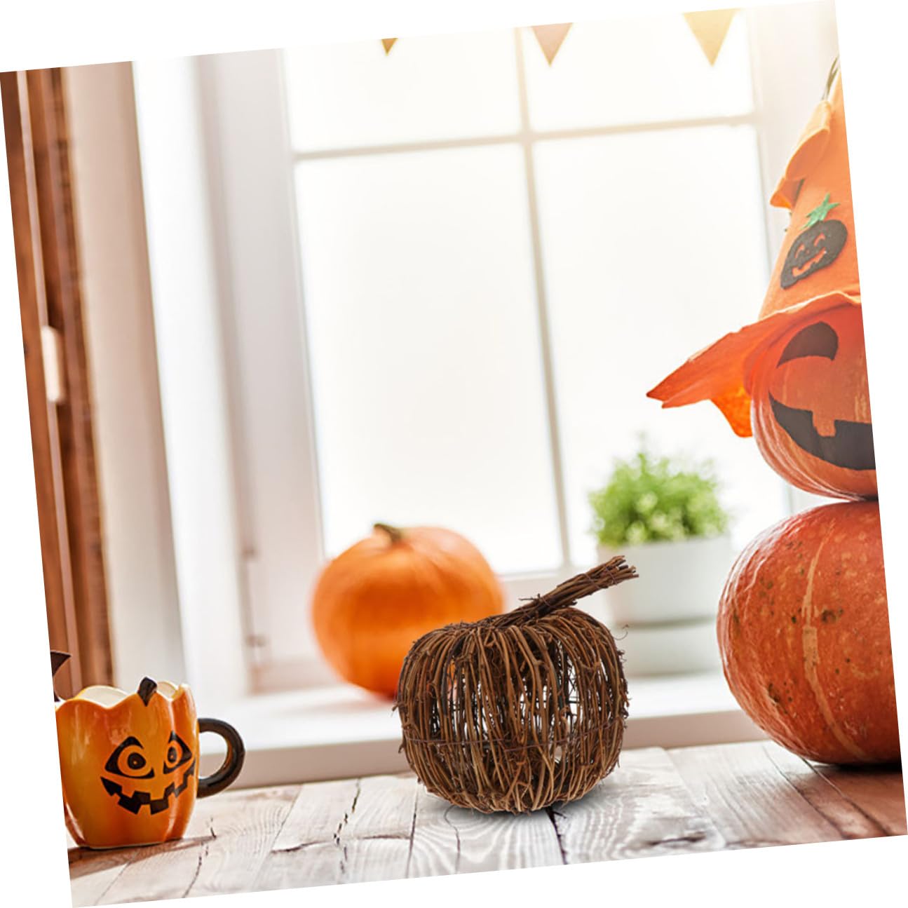 2stücke Rattandekor Herbstkürbis Geflochten Aus Rattan Kleine Dekorative Kürbisse Für Tischdekoration Festlicher Schmuck Für Halloween Und Erntedankfeiern