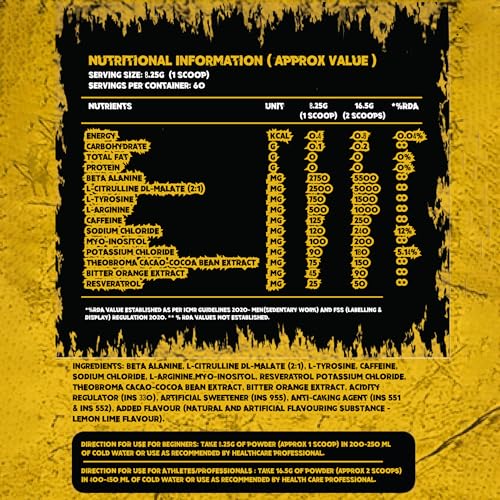Image of Absolute Nutrition SHROOMS Pre Workout Powder (60 Servings, 500g) | with Beta Alanine, L-Citrulline DL-Malate 2:1, Cocoa Bean Extract & Bitter Orange | (Citrus Lime)