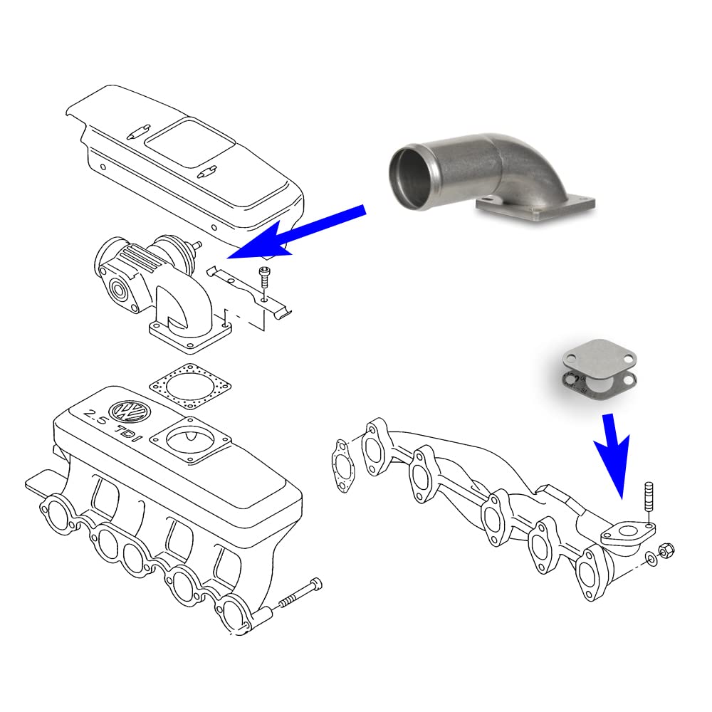 Vanne EGR - Kit de réglage de tuyau de rechange pour VW Transporter IV avec moteurs 2,5 TDI