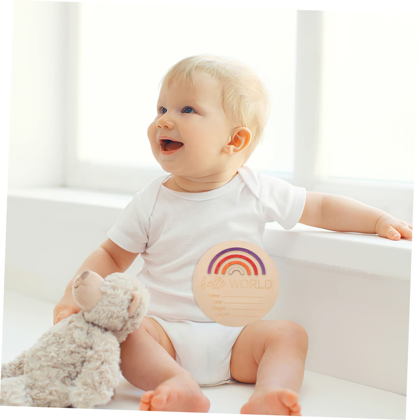 VANZACK Wooden Milestone Cards Elegant Announcement Signs for Newborns for Photography Props and Growth Recording Thoughtful Present for Parents