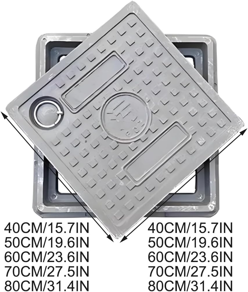 Septica Tank Cover with Handles, 40x40cm Square Resin Manhole Plaque, Non-Slip Grip, Safe with Pull Ring, Drainage Solution for Outdoor Use