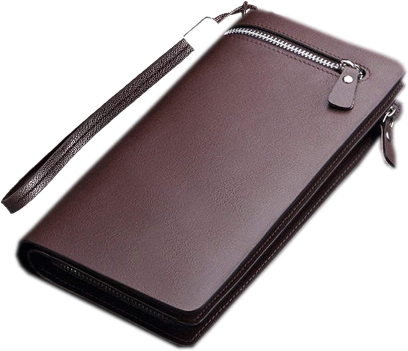 Brand Conquer Big Size Leather Clutch Crown Women Wallet | Unisex Wallet with Credit Card & Mobile Holder with Wristlet Rope (Brown)