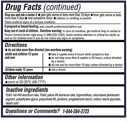 Safrel Acetaminophen Rapid Release Extra Strength Caplets 500 mg, Pain Reliever and Fever Reducer, Red, 400 Count | Made in USA