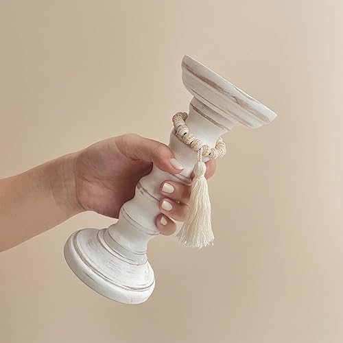 Miniatura 7 de Wood Candle Holders for Pillar Set of 3 Rustic Candles Holder Tall Candlestick Stand for Farmhouse Decor Fireplace Table Centerpieces