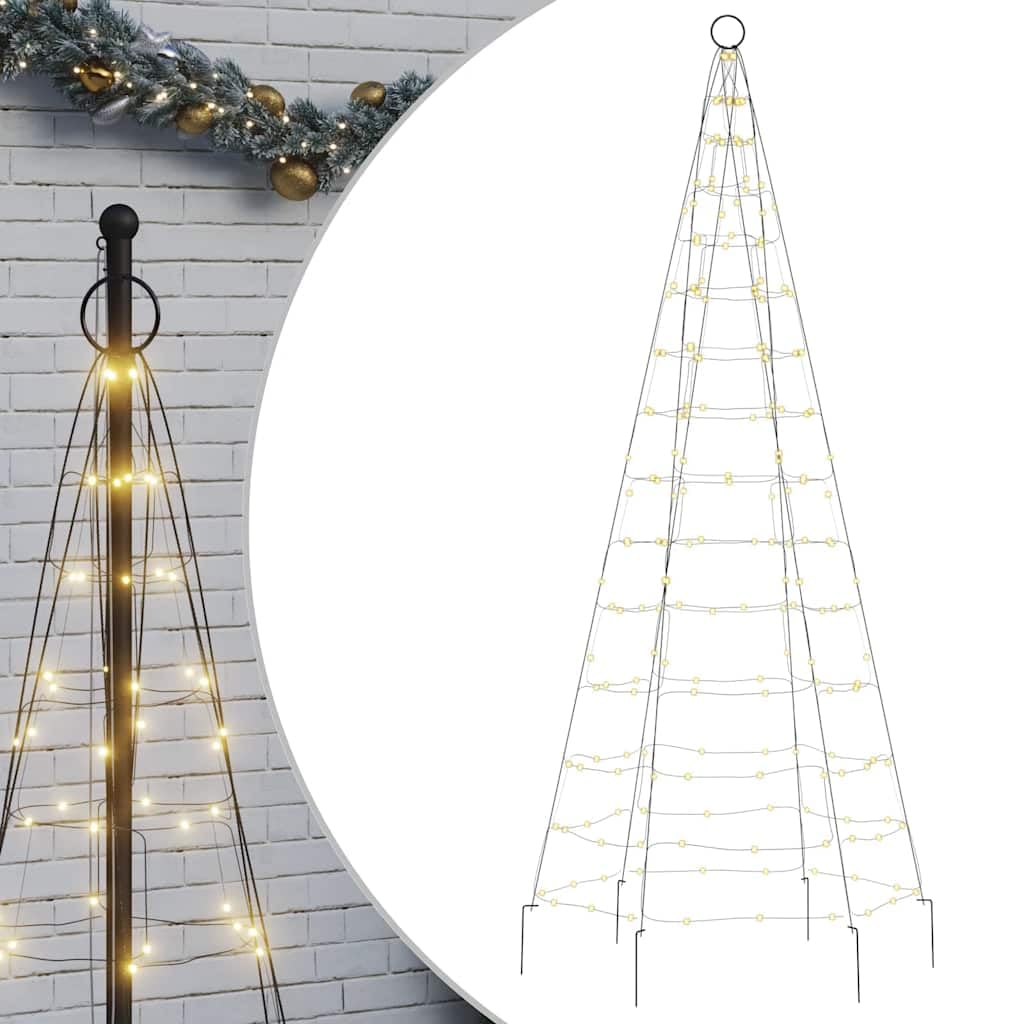 LED-Weihnachtsbaum für Fahnenmast, 200 LEDs Warmweiß, 180 cm Höhe, 8 Lichteffekte, IP44 Outdoor Weihnachtsbeleuchtung für Garten und Terrasse