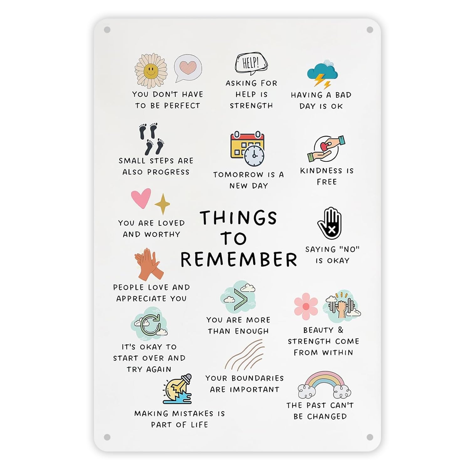 Vintage Positive Metal Signs, Things to Always Remember Inspirational Quotes Wall Art for Motivational Gift, Retro Metal Wall Art for Bedroom, Office, Bar, Living Room Decor 11.8 x 7.8 Inch