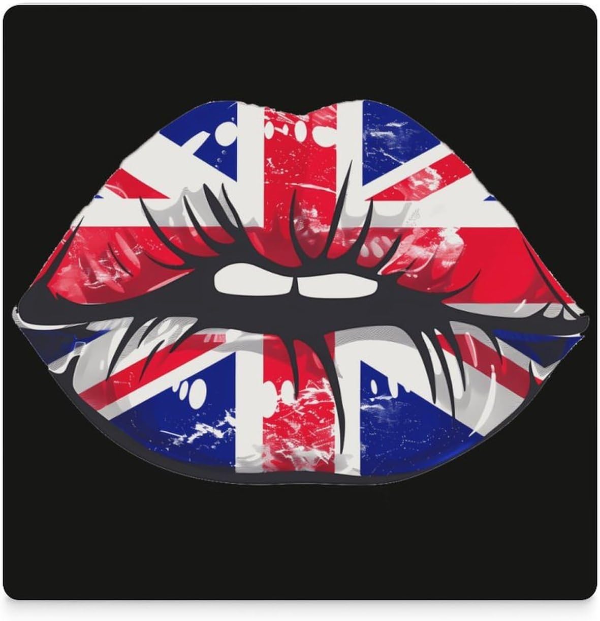 Great Britain England Lips Coaster for Drinks Square Ceramic Table Coasters Stone Mat Crafts 4PCS Home Kitchen Decor