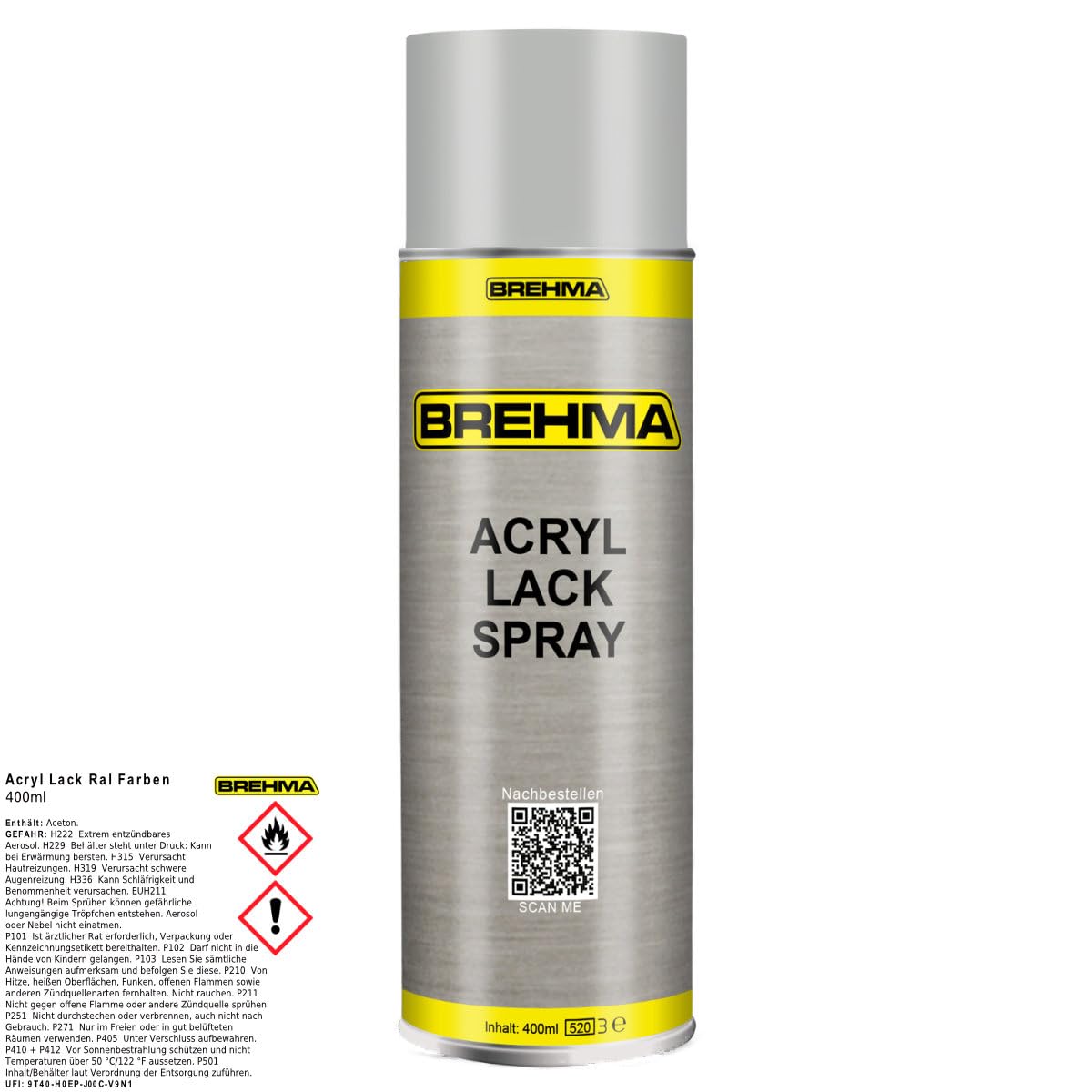 24x Acryl Lackspray Ral 7035 Lichtgrau matt Lack Farbe Sprühfarbe 400ml inkl. Griff