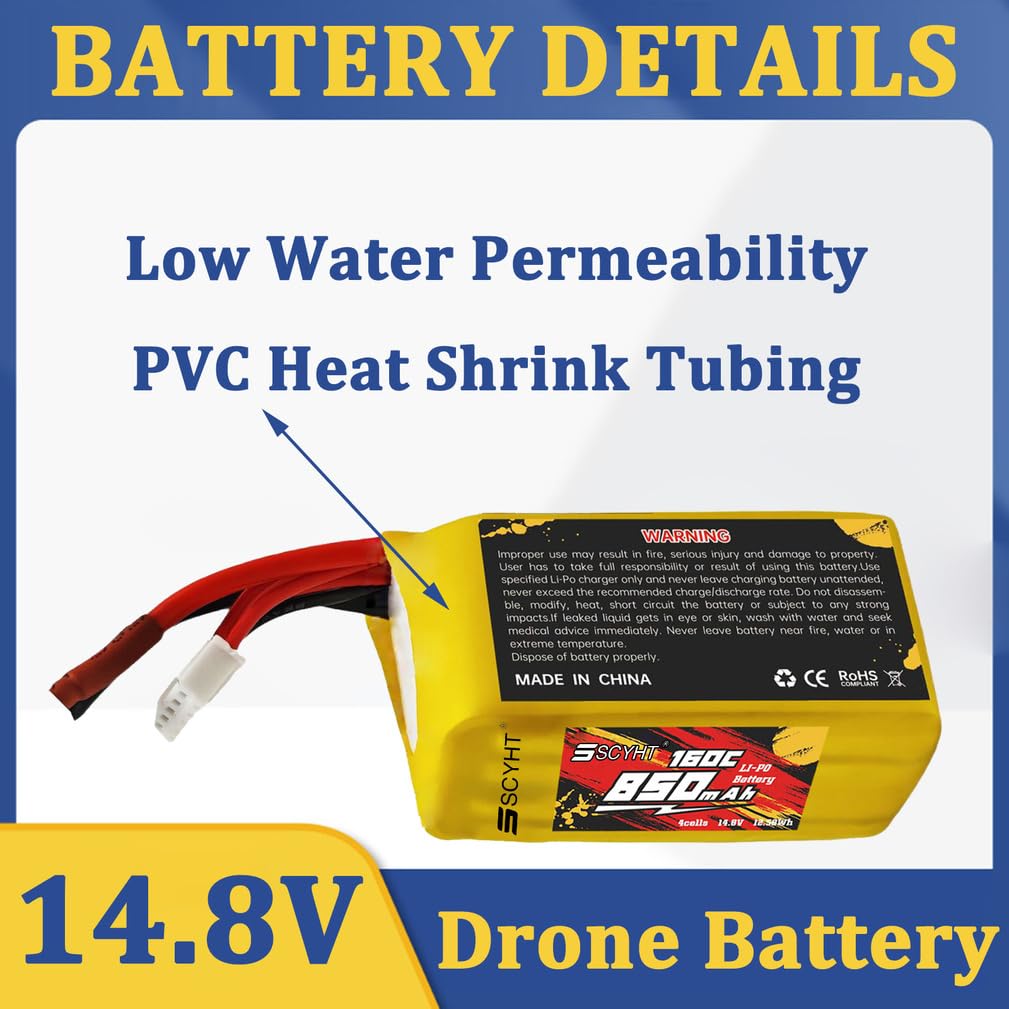 Batteria al litio 14,8 V 4S Batteria Lipo 160C Batterie ricaricabili 850 mAh Batterie droni per aeromodelli con porta XH-4S per motori da 13 W max,14.8v850mah 160c xt60 u