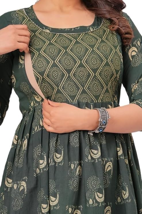Women Feeding Kurti for Women Cotton Maternity Kurta with Nursing Zip for Pre & Post Pregnancy-image-9
