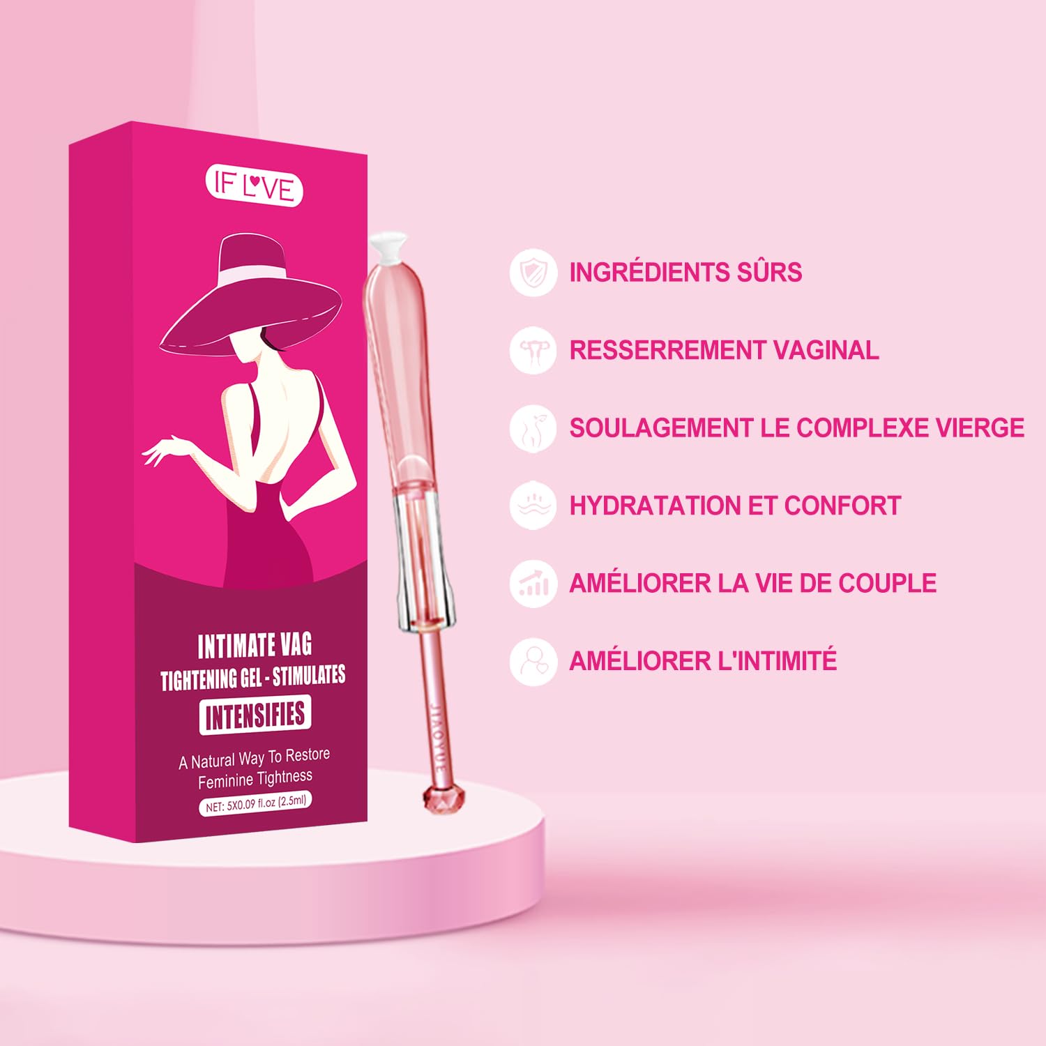 Gel raffermissant intime - Un gel raffermissant intime naturellement formulé qui améliore l'élasticité du vagin et restaure le confort et la fermeté de la zone intime - 5PCS