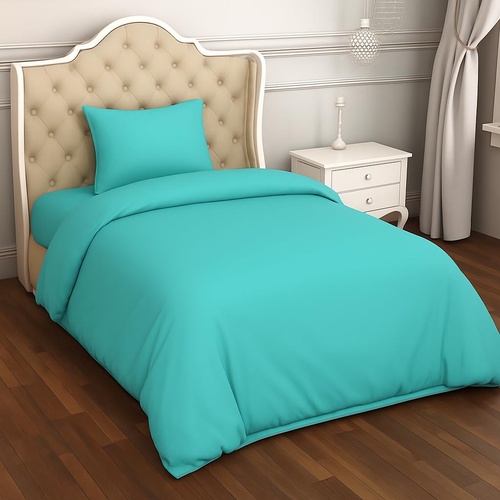 crazypriceuk 2 Piece Bedding Set Pillowcase+Duvet Cover for Baby Toddler to fit Cot/Cot Bed (Aqua, 100 x 120cm)