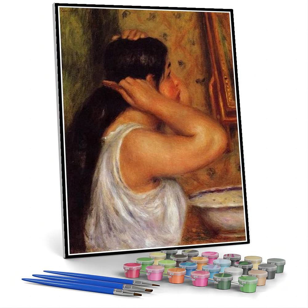 油絵　女性 Amazon | DIY数字油絵髪をとかす女性1908年オーギュスト・ルノワールの