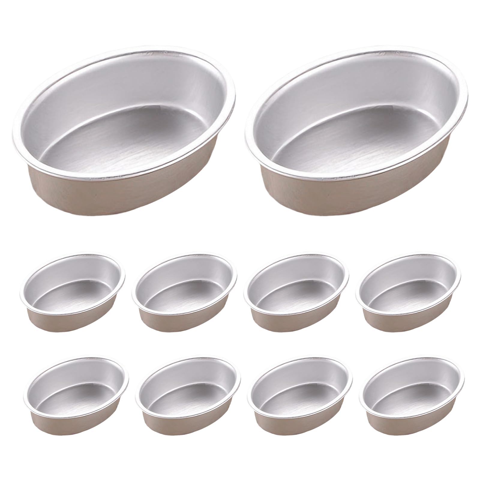 Moules à mini gâteaux ovales en aluminium, lot de 10, 8,6 x 6,3 x 2,5 cm, anodisation double face, légers, résistants à la rouille, moules à tartelettes pour brownies, pains et muffins