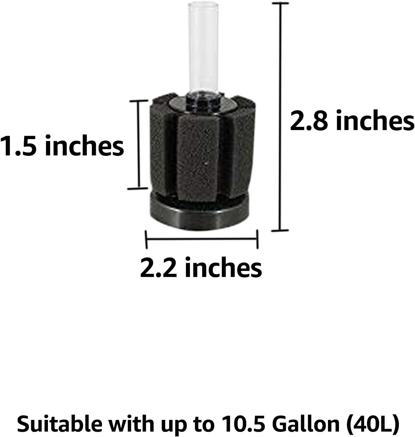SunGrow 10-Gallon Betta Sponge Filter, Underwater Center Aquarium Filter, Attach it to Air Pump (Not Included) to Run, Works for Tropical Fish & Breeder Aquarium, Perfect for Fry & Small Fish