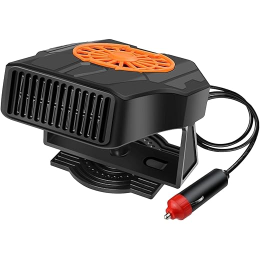 UBERSWEET? Portable Car Heater Fan, 2 in1 Fast Car Heater Defroster, Plug-in Anti-Fog Car Fan Windshield Defroster Automobile Heater Warmer, Auto 360-degree Rotation Heater Fan(24V 200W)