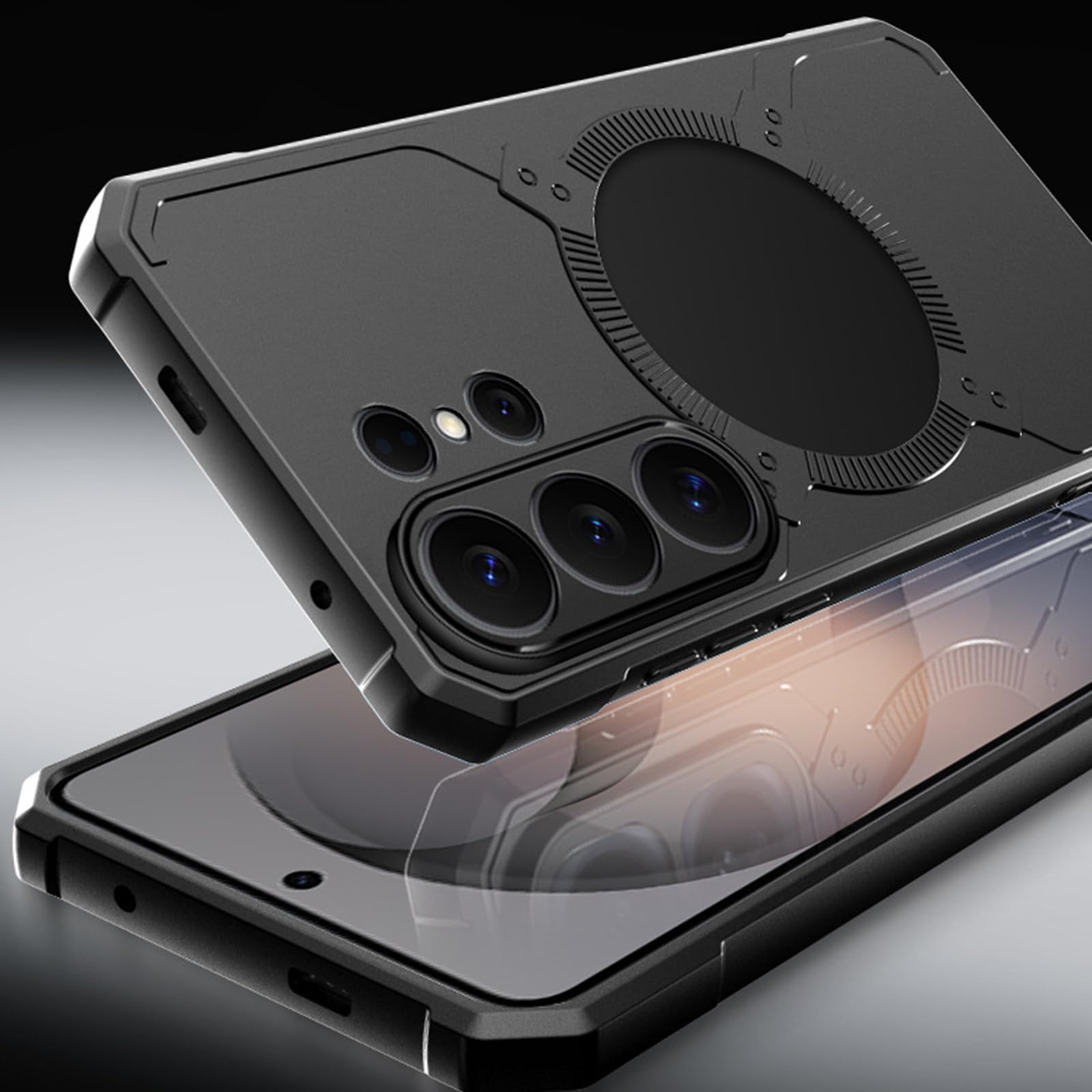 Magnetische Hülle für Samsung Galaxy S26 Ultra, Dünne Wärmeableitung rutschfeste Schutzhülle mit Volls Schutz des Objektivs Handyhülle,Schwarz,S26 Ultra
