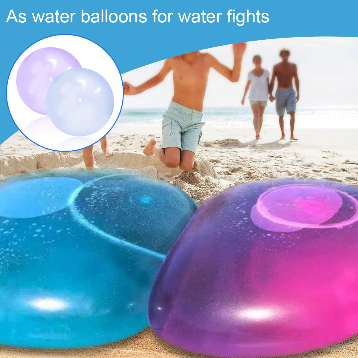 Nadmuchiwana bańka - opakowanie 2 kul z bąbelkami wodnymi piłka polo przezroczysta piłka wodna magiczna kula bąbelkowa piłka plażowa piłka ogrodowa impreza plenerowa (40 cm)