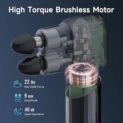 Miniatura 8 de Pistola de masaje, mini pistola de masaje de percusión de tejido profundo con doble cabeza, masajeador portátil de mano para atletas, ideal para