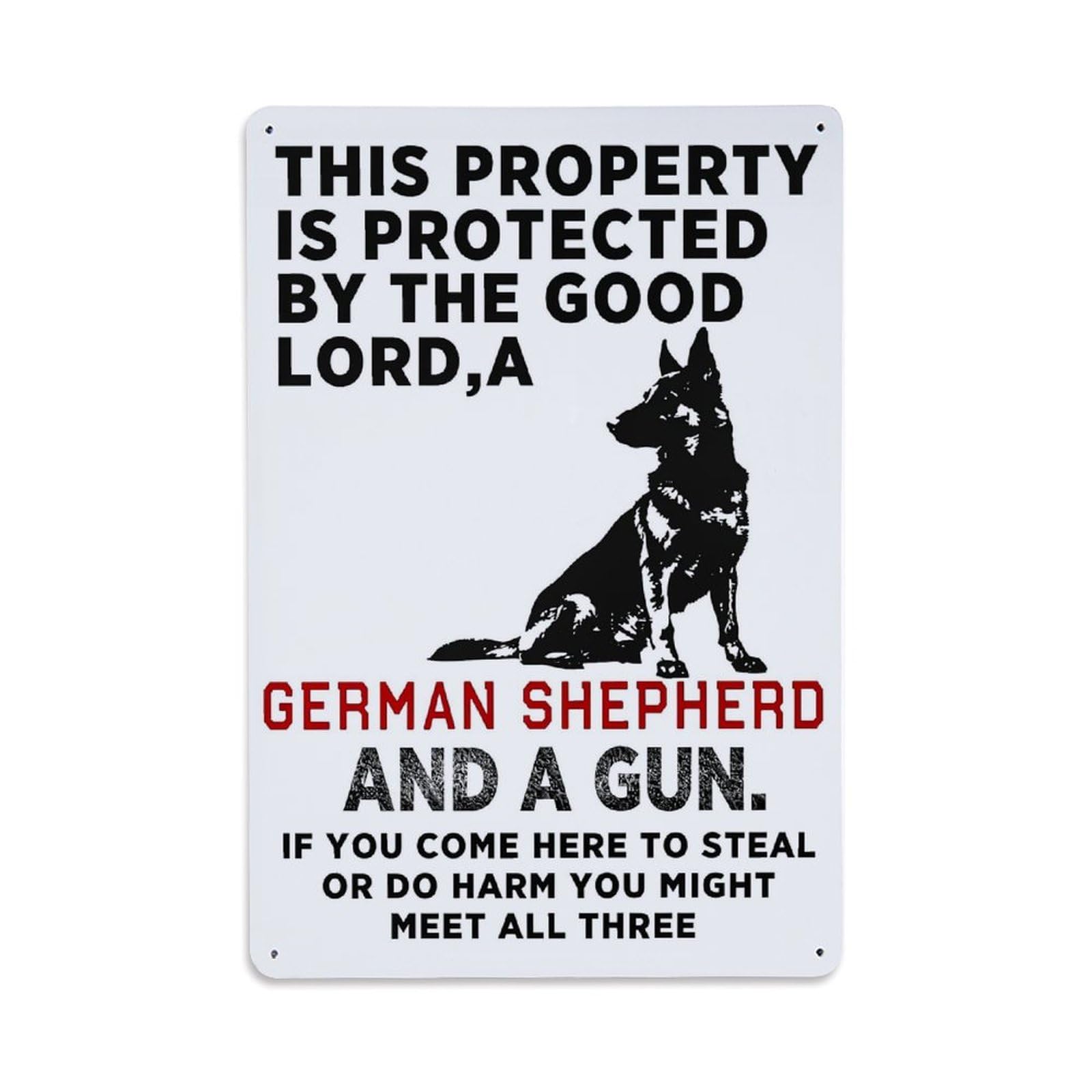 Jdfenggu Vintage German Shepherd Warning Sign Print Retro Metal Tin Sign, Metal Poster For Bar, Home, Man Cave, Kitchen, Laundry Room Art Decor 8X12 Inch