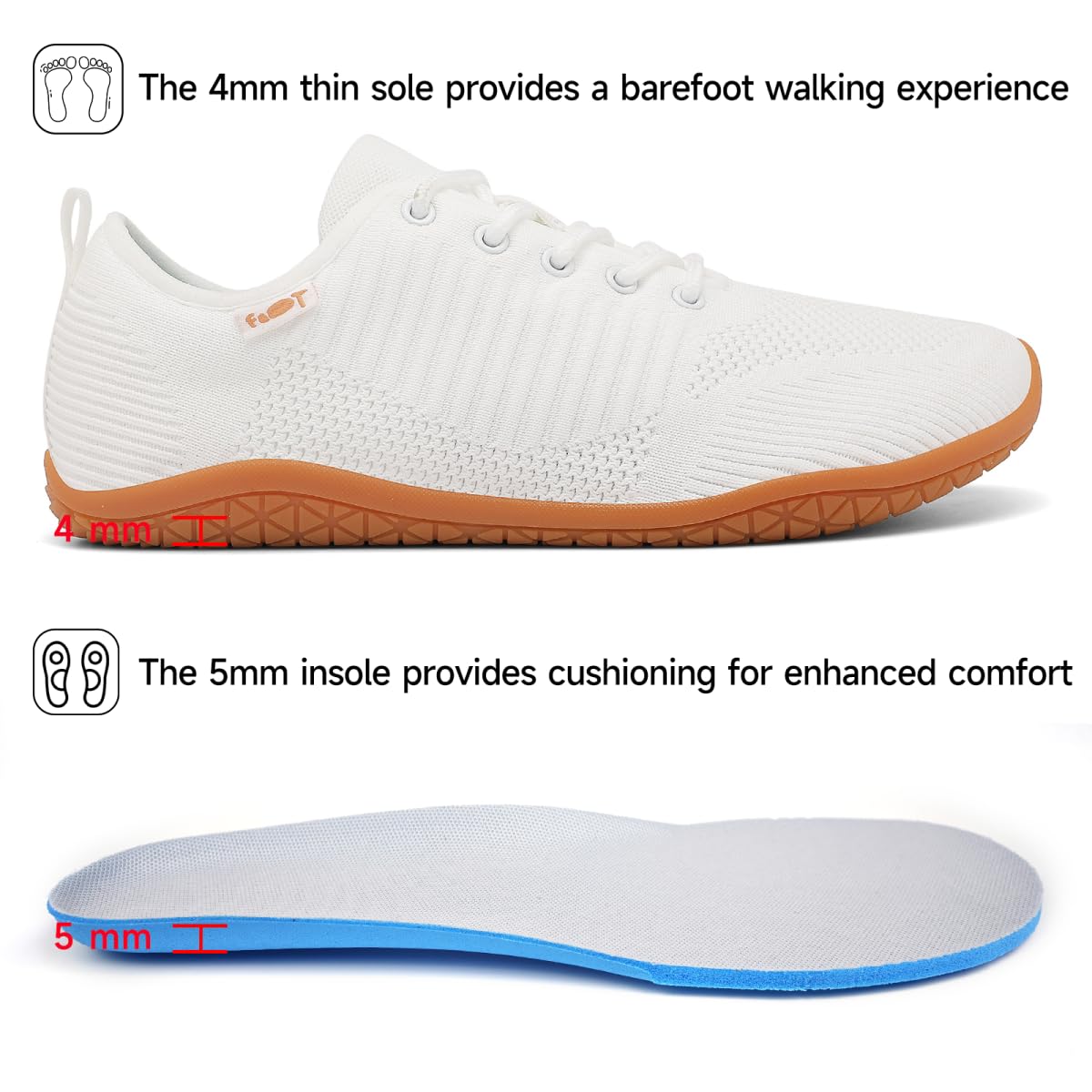 Geweo Scarpe a Piedi Nudi Uomo Donna Barefoot Shoes Minimaliste Sneakers Design a Punta Larga 37-47