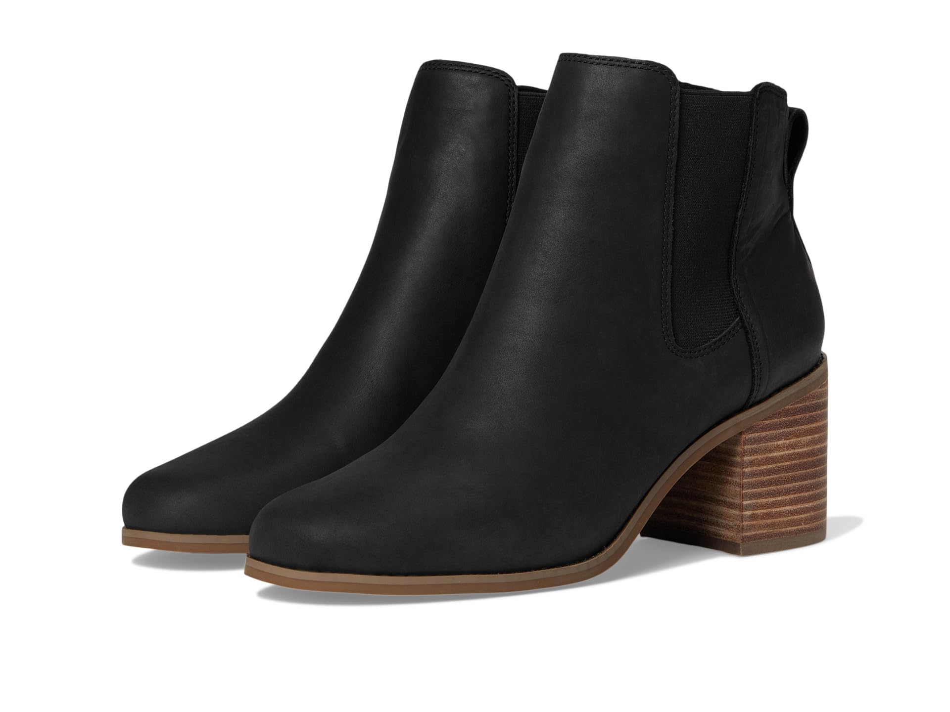 TOMS Women's Evelyn Chelsea Boot, Black Leather, 7 UK