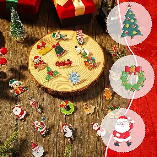 Image of Giegxin 40 Pcs Christmas Enamel Pins Bulk Mixed Enamel Brooch Pin Set Christmas Tree Snowman Snowflake Santa Xmas Lapel Brooch Pins Cute Holiday Cartoon Backpack Pin Badge for Women