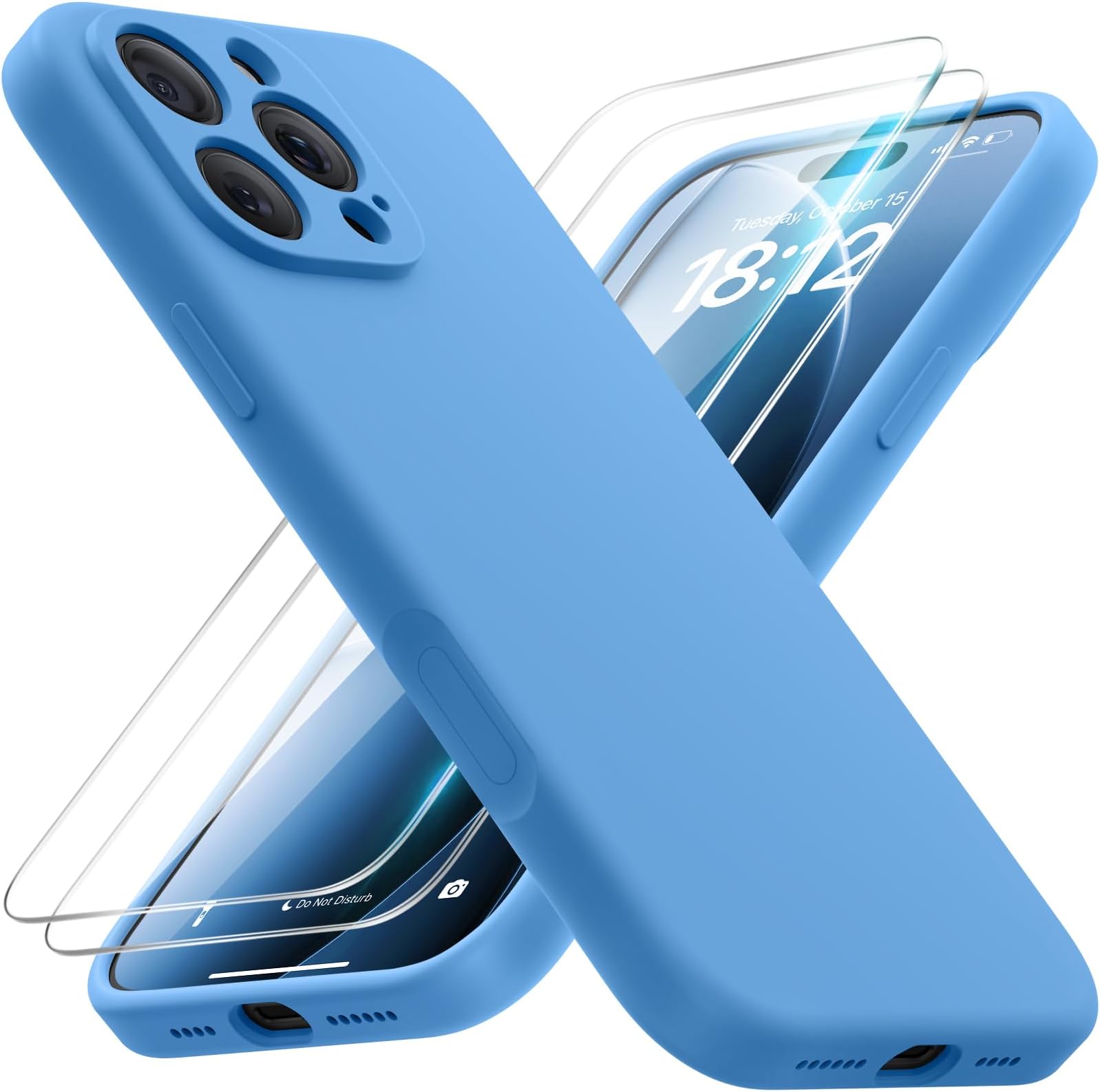 FlyReal Magnetic for iPhone 16 Pro Case, Compatible with MagSafe, (Integrated Silicone Camera Control Button) (Camera Protection) + Screen Protectors, Microfiber Lining Case 6.3", Blue