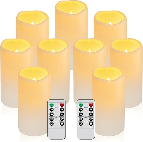 Vista 33 de Velas parpadeantes sin llama de 2.2 pulgadas de diámetro x 4 pulgadas de diámetro x 4 pulgadas de alto, 5, 6, 7, 8, 9 pulgadas, juego de 9 velas LED