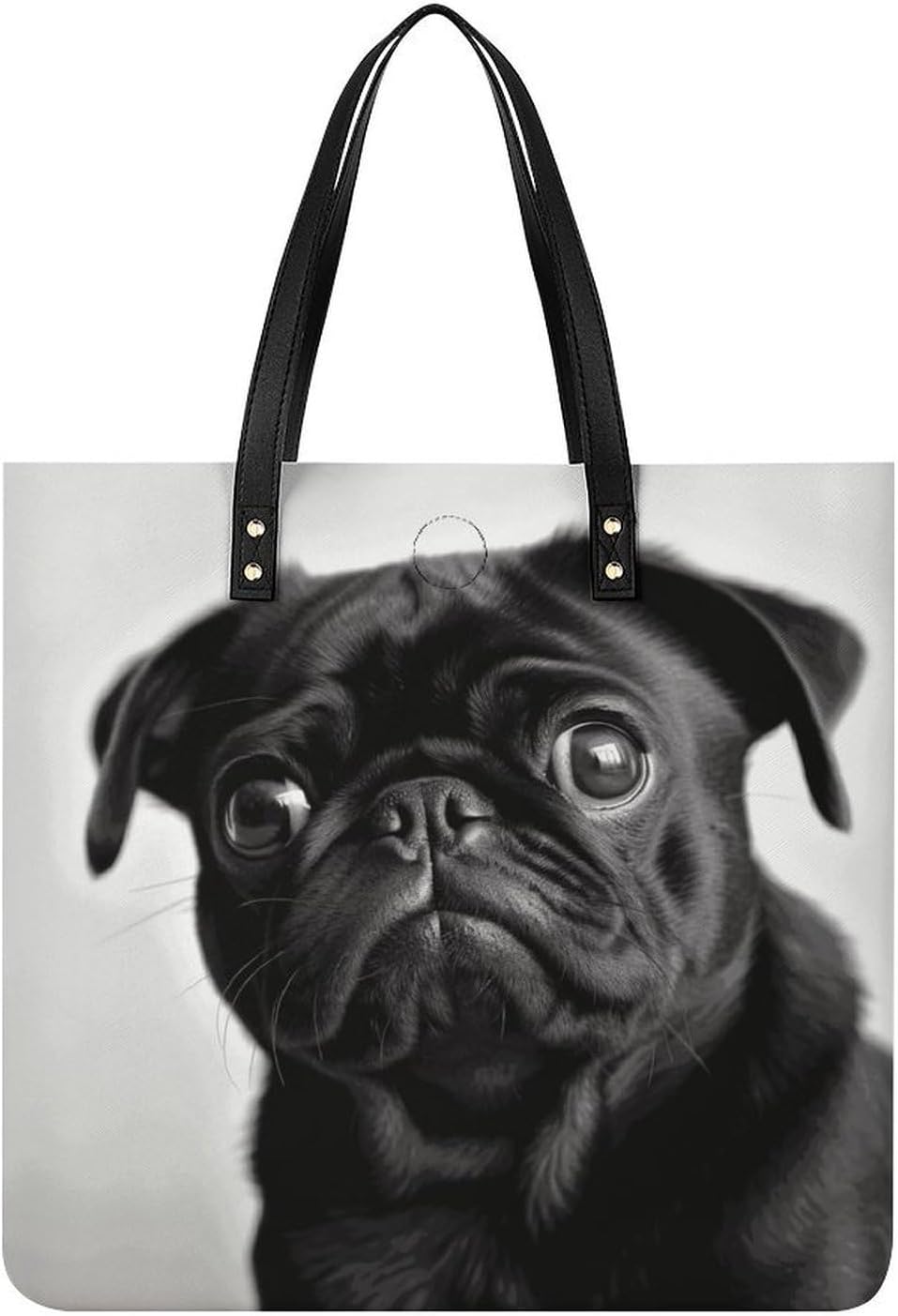 Cute Black Pug Dog Handbags Large Capacity, Tote Bag Stylish Slouchy, Shoulder Bags for Work Beach Travel And Shopping Grocery.