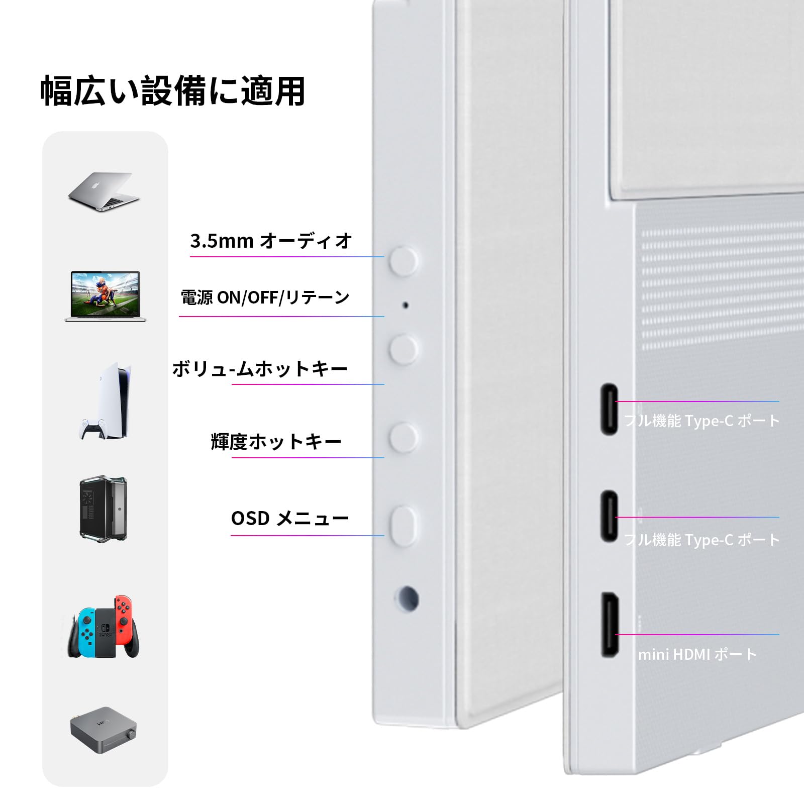Amazon.co.jp: KEY TO COMBAT モバイルモニター 15.6 インチ FHD 1920