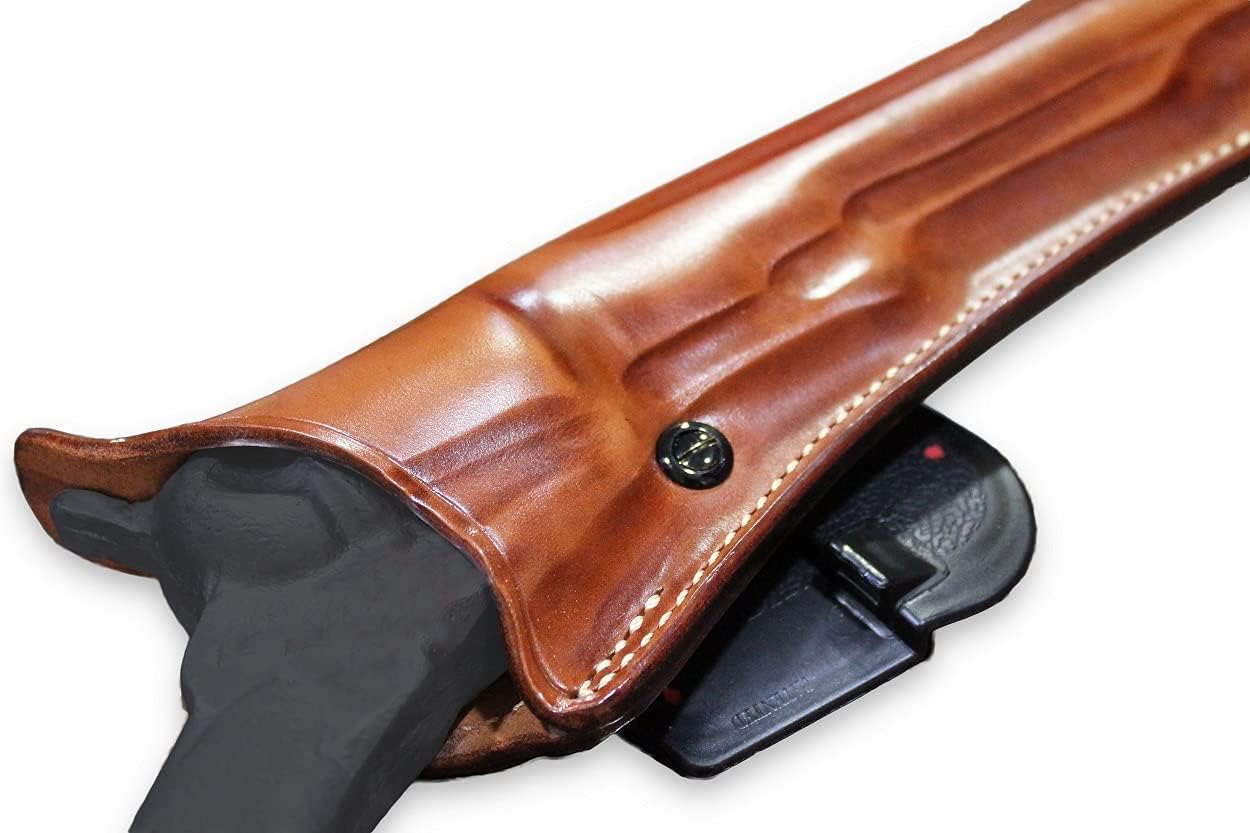 Masc Leather Paddle OWB Holster Open Top Fits Pietta/Uberti Traditions 1851, 36/44Cal Navy Black Powder 7.5-inch, R/H Draw, Brown Color #1587#