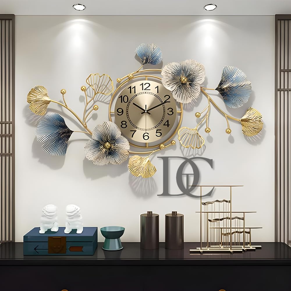 THE DECOR COMPANY Metal Wall Clock - Floral Design with Silent Sweep Machine - Ideal Home Decor Items and Wall Decoration Items for Living Room/Bedroom/Dining Hall/Office/Cafes/Hotel-picture-31