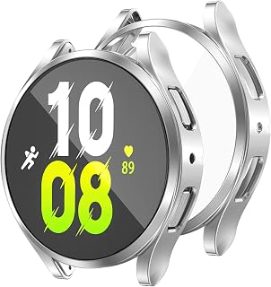 Wugongyan Case Compatible with Samsung Galaxy Watch 5 2022 / Galaxy Watch 4 2021 Screen Protector 40mm 44mm TPU Anti-Scratch Full Protective Face Cover Accessories (Silver, 40mm)