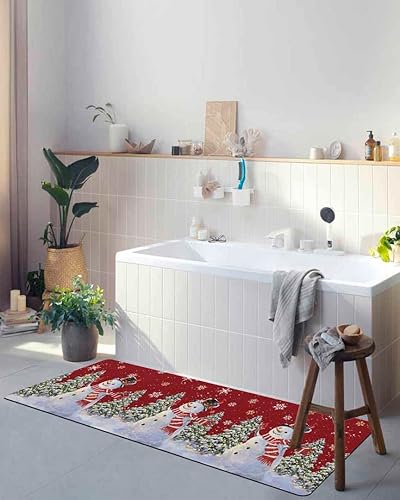 Miniatura 5 de Tapete de baño rojo de Navidad para bañera, antideslizante, de secado rápido y absorbente, tierra de diatomeas, fregadero, dormitorio, cocina, sala