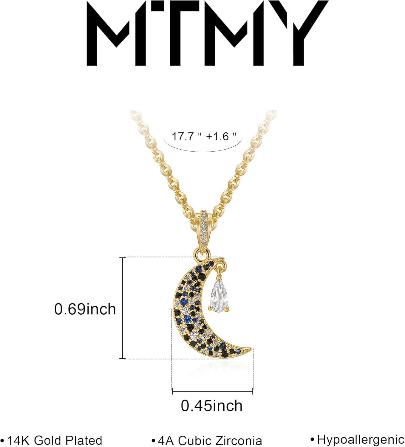 MTMY Gold Moon Pendant Necklace for Women,14K Gold Plated Dainty Chain Crescent Moon Sun Star Necklace Jewelry - Image 5