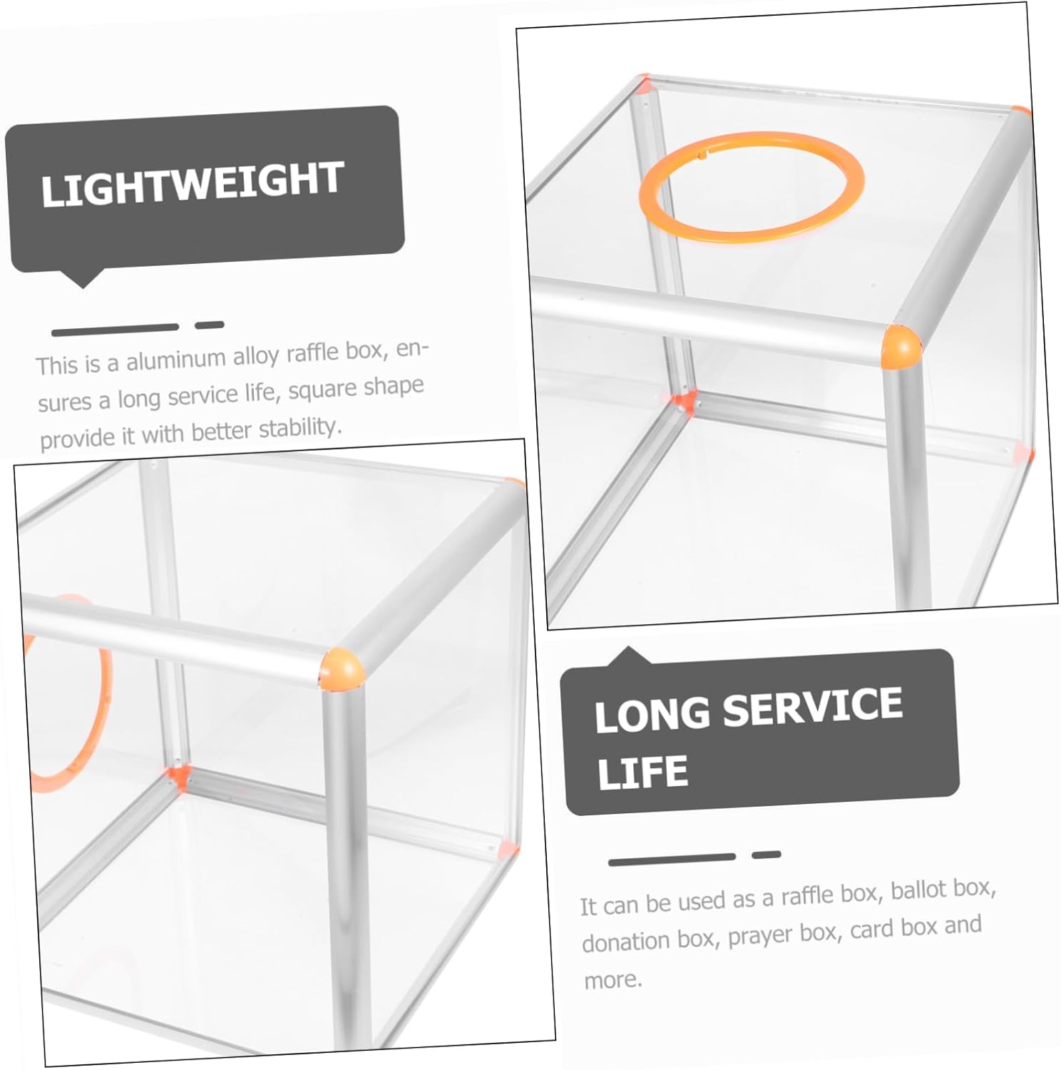ERINGOGO Transparent Raffle Box Cube Storage Ticket Container for Events Meetings and Parties Ballot Box for Donations Games and Celebrations Lightweight