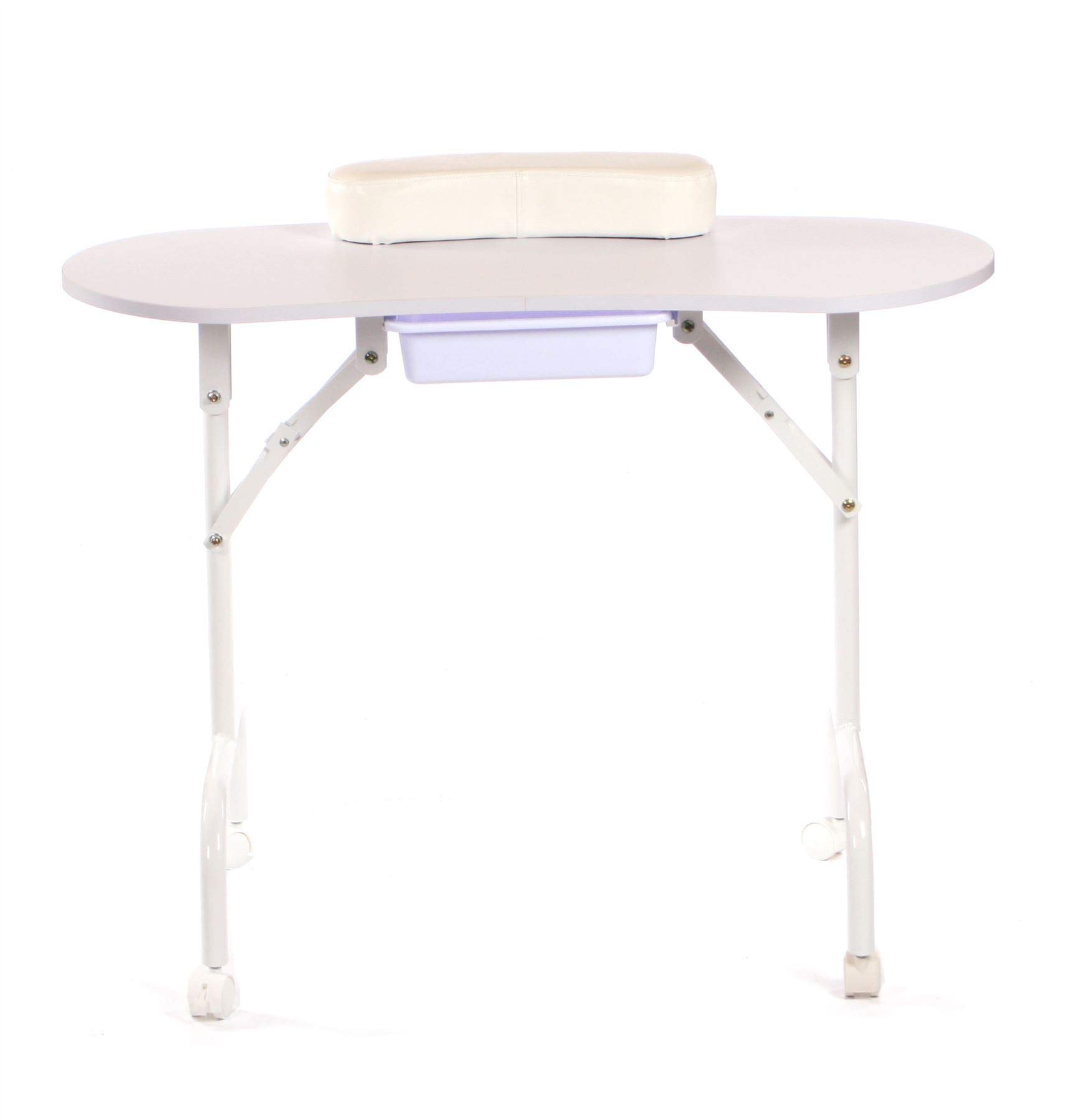 Urbanity Portátil Plegable Móvil Manicura Uñas Salón de Belleza Mesa Escritorio Blanco - blanco, Medium.