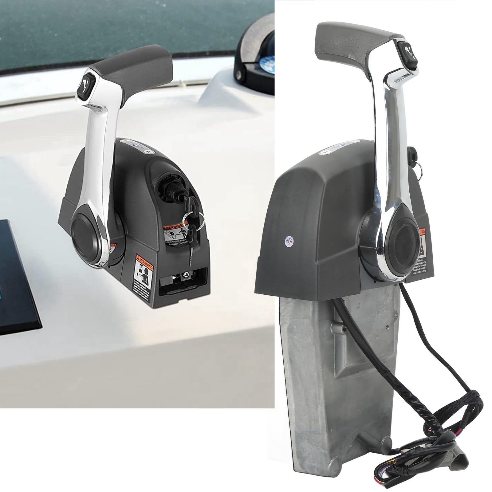 Aramox Boîte de Télécommande de Moteur Hors-bord en Acier Inoxydable ABS, avec Inclinaison de Garniture électrique, Friction de Ralenti Rapide pour Hors-bord