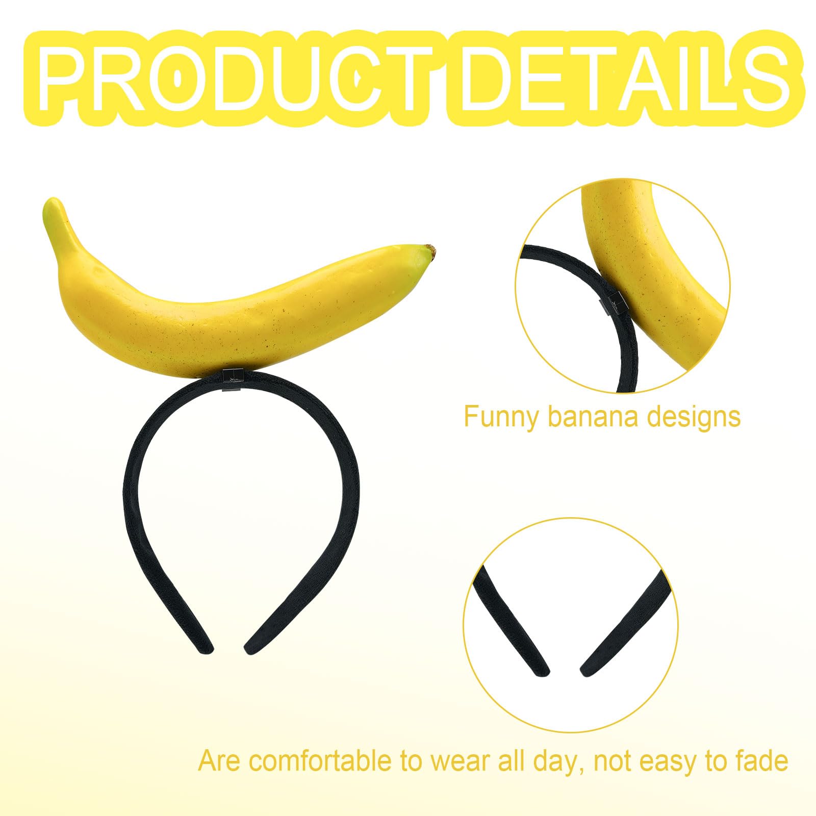 UILYNIU 4 Pcs Banana Costume Set Banana Fancy Dress Women Banana Headband Heart Sunglasses Banana Necklace Earrings Banana Accessories for Hawaiian Fancy Dress Carnival Fruit Costume Party (4 Pcs) - Image 3