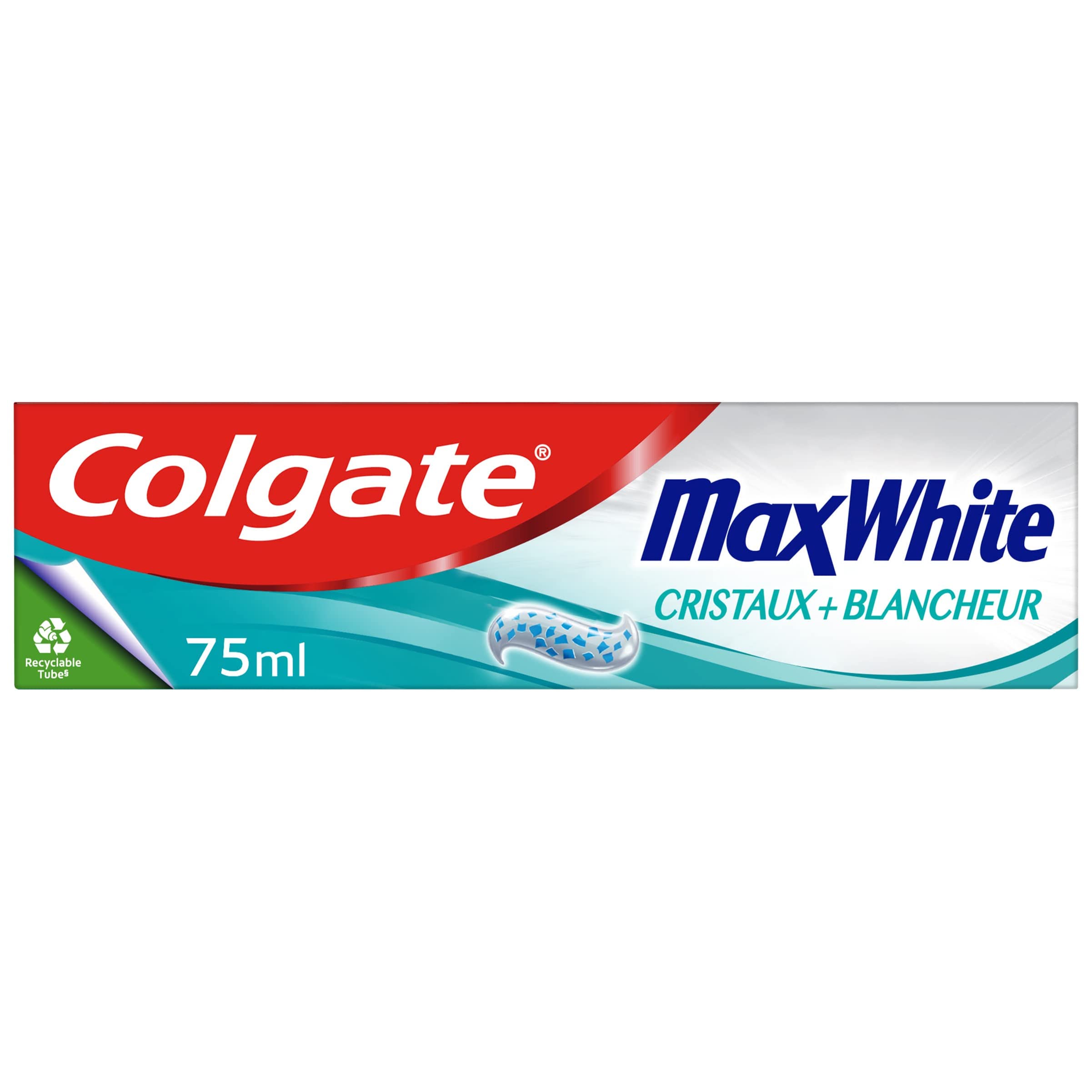 COLGATE - Dentifricio Colgate Max White Cristalli Bianchezza - Tubo Riciclabile - Confezione da 12 Tubi di Dentifricio da 75 ml